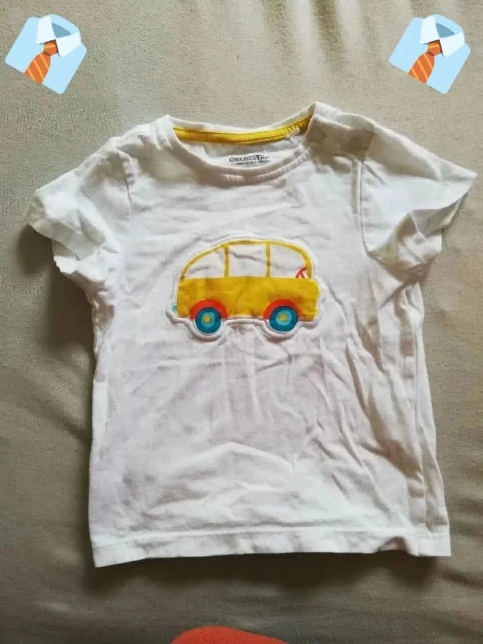 Orchestra T-shirt bébé 18-24 mois (86 cm) Bon état - blanc col jaune motif voitu
